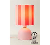 Valuelights Mileys Pink Stripes Drum Lamp Shade Pale Pink Table Lamp With Led Bulb Pink