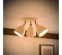 Valuelights Millie Cream Scallop 3 Way Adjustable Round Spotlight And Bulb