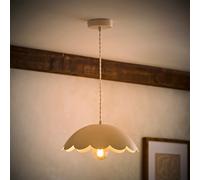 Valuelights Millie Cream Scallop Pendant Ceiling Light And Bulb
