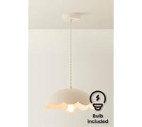 Valuelights Millie Cream Scallop Pendant Ceiling Light And Bulb