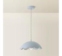 ValueLights Millie Powder Blue Scallop Shade Pendant Light with Bulb - Size: 115 x 30 x 30cm - Wilko