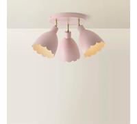 ValueLights | Millie Rose Pink Scallop 3 Way Adjustable Round Spotlight and Bulbs | Ceiling Light, Home Décor & Improvement Essential | Bulb Included