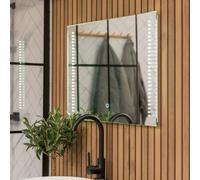 Bathroom Mirror with Touch Control LED Strip Light and Demister Pad ValueLights Silver One Size