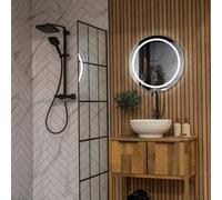 60cm IP44 Round LED Bathroom Mirror Wall Mounted Demister Anti Fog Touch Control Illuminated Light