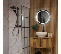 Valuelights Mirror Ip44 Bathroom Round Demister Touch Control Led Strip 60Cm Mirror Light In Silver Silver