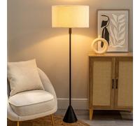 Mitch Cream Boucle Drum Shade Black Wood Single Triangle Floor Lamp ValueLights Cream One Size