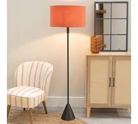 ValueLights Mitch Rust Shade Black Wood Single Triangle Floor Lamp
