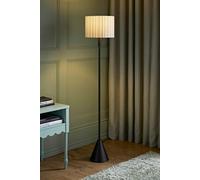 Valuelights Mitch Linen Stripe Lamp Shade Black Single Stem Triangle Floor Lamp In Off White Off White One Size