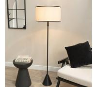 Valuelights Mitch Natural Linen Black Trim Lamp Shade Black Stem Triangle Floor Lamp