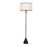 ValueLights Mitch Natural Linen Trim Lamp Shade Black Wood Triangle Floor Lamp with LED Bulb ValueLights Black
