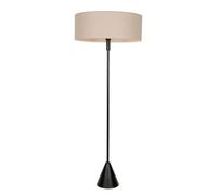 ValueLights | Mitch Natural Linen Squat Lamp Shade Black Wood Single Stem Triangle Floor Lamp | Floor Lamps, Home Décor & Improvement Essential