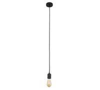 Valuelights Modern Black Ceiling Rose & Flex Lampholder Fitting - Includes 4W Led Filament Light Bulb 2700K Warm White
