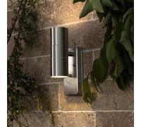Valuelights Modern Brushed Chrome Ip44 Rated Up Down Outdoor Security Wall Light