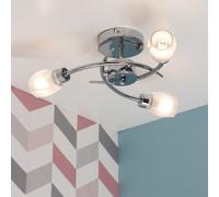 Valuelights Modern Chrome 3 Way Ceiling Light With Frosted Glass Shades
