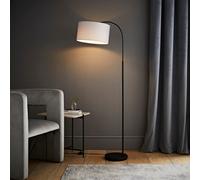 Valuelights Modern Designer Style Black Curved Stem Floor Lamp With Grey Drum Shade