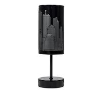 Valuelights Modern Gloss Black Touch Table Lamp With New York Skyline Shade - Includes 5W Led Dimmable Bulb 3000K Warm White