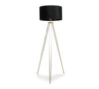 ValueLights | Modern Gold Hairpin Design Tripod Floor Lamp with a Black Velvet Drum Shade | Floor Lamps, Home Décor & Improvement Essential | Included LED Bulb