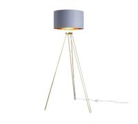 MiniSun Modern Gold Hairpin Design Tripod Floor Lamp with a Grey/Gold Drum Shade