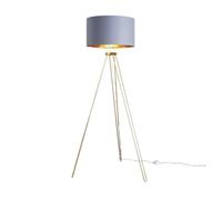 MiniSun Modern Gold Hairpin Design Tripod Floor Lamp with a Grey/Gold Drum Shade