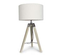 ValueLights | Modern Light Wood & Chrome Tripod Table Lamp with a Cream Boucle Drum Shade | Table Lamps, Home Décor & Improvement Essential