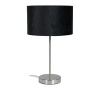 ValueLights | Modern Single Stem Brushed Chrome Table Lamp with a Black Velvet Drum Shade | Table Lamps, Home Décor & Improvement Essential | Included LED Bulb