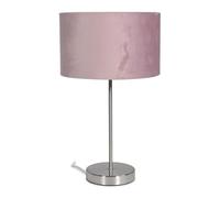 ValueLights | Modern Single Stem Brushed Chrome Table Lamp with a Blush Pink Velvet Drum Shade | Table Lamps, Home Décor & Improvement Essential | Included LED Bulb