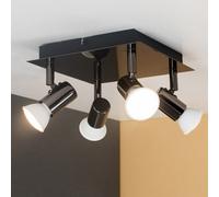 MiniSun | Modern Square Black Chrome 4 Way Adjustable GU10 Ceiling Spotlight | Ceiling Spots, Home Décor & Improvement Essential