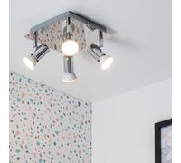 Valuelights Modern Square Chrome 4 Way Gu10 Ceiling Spotlight