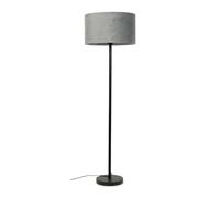 ValueLights | Modern Standard Floor Lamp in a Black Metal Finish with a Grey Velvet Drum Shade | Floor Lamps, Home Décor & Improvement Essential