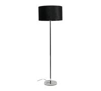 ValueLights | Modern Standard Floor Lamp in a Silver Chrome Metal Finish with a Black Velvet Drum Shade | Floor Lamps, Home Décor & Improvement Essential | Included LED Bulb