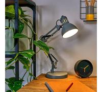 MiniSun | Retro Designer Style Adjustable Grey Metal Bedside Desk Table Lamp | Table Lamps & Home Improvements Essential