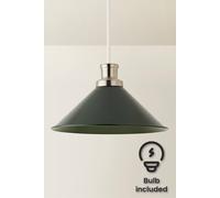 Valuelights Morgan Forest Green Taper Metal Shade With Metal Fitting And Bulb