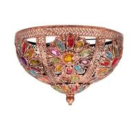 ValueLights | Moroccan Bazaar Style Bronze Uplighte Ceiling Light Easy Fit Pendant Shade with Multi Coloured Jewels Bulb Included | Shades & Home Improvements Essential | 340mm Shade Width