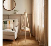 ValueLights Morrigan Cream Wood Shelf Floor Lamp Base