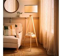 ValueLights Morrigan Painted Cream Tripod Floor Lamp with Drum Lamp Shade & Bulb in Natural ValueLights Natural