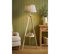 Valuelights Morrigan Ditsy Floral Pleated Shade Scallop Cream Tripod Floor Lamp Cream