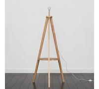 Valuelights Morrigan Free Standing Wooden Tripod Shelved Floor Lamp Base In Light Oak Light Oak One Size