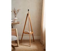 Valuelights Morrigan Free Standing Wooden Tripod Shelved Floor Lamp Base In Natural Natural