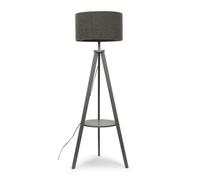 Valuelights Morrigan Grey Wood Shelf Tripod Floor Lamp With Boucle Shade And Bulb
