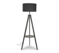 Morrigan Grey Wood Tripod Floor Lamp With Fabric Drum Lamp Shade ValueLights Grey One Size