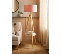 MiniSun | Modern Light Wood Tripod Design Floor Lamp with Storage Shelf and Pink Drum Shade | Floor Lamps & Torchieres, Home Décor, Improvement & Lifestyle Essential