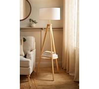 MiniSun | Modern Light Wood Tripod Design Floor Lamp with Storage Shelf and White Drum Shade | Floor Lamps & Torchieres, Home Décor, Improvement & Lifestyle Essential