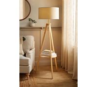 MiniSun | Modern Light Wood Tripod Design Floor Lamp with Storage Shelf and Beige Drum Shade | Floor Lamps & Torchieres, Home Décor, Improvement & Lifestyle Essential