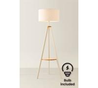 Valuelights Morrigan Linen Fabric Drum Shade Cream Tripod Floor Lamp And Bulb