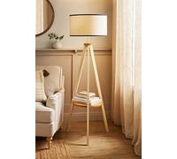 ValueLights Morrigan Painted Cream Tripod Floor Lamp with Drum Lamp Shade & Bulb in Natural ValueLights Natural