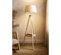Valuelights Morrigan Painted Cream Tripod Floor Lamp With Scalloped Lamp Shade Cream