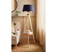 ValueLights Morrigan Painted Cream Tripod Floor Lamp with Scalloped Lamp Shade in Navy ValueLights Navy