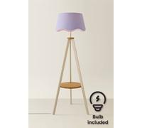 Valuelights Morrigan Painted Cream Tripod Floor Lamp With Scalloped Shade And Bulb In Lilac Lilac