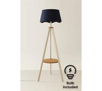 ValueLights Morrigan Painted Cream Tripod Floor Lamp with Scalloped Shade & Bulb in Navy ValueLights Navy