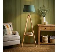 Valuelights Morrigan Sage Green Scallop Linen Shade Shelf Floor Lamp With Bulb